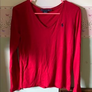 Women’s small red Ralph Lauren Polo vneck shirt